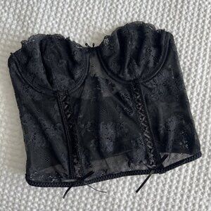 Victoria’s Secret Sheer Black Lace Corset Top Festival Witchy Whimsigoth Size 36